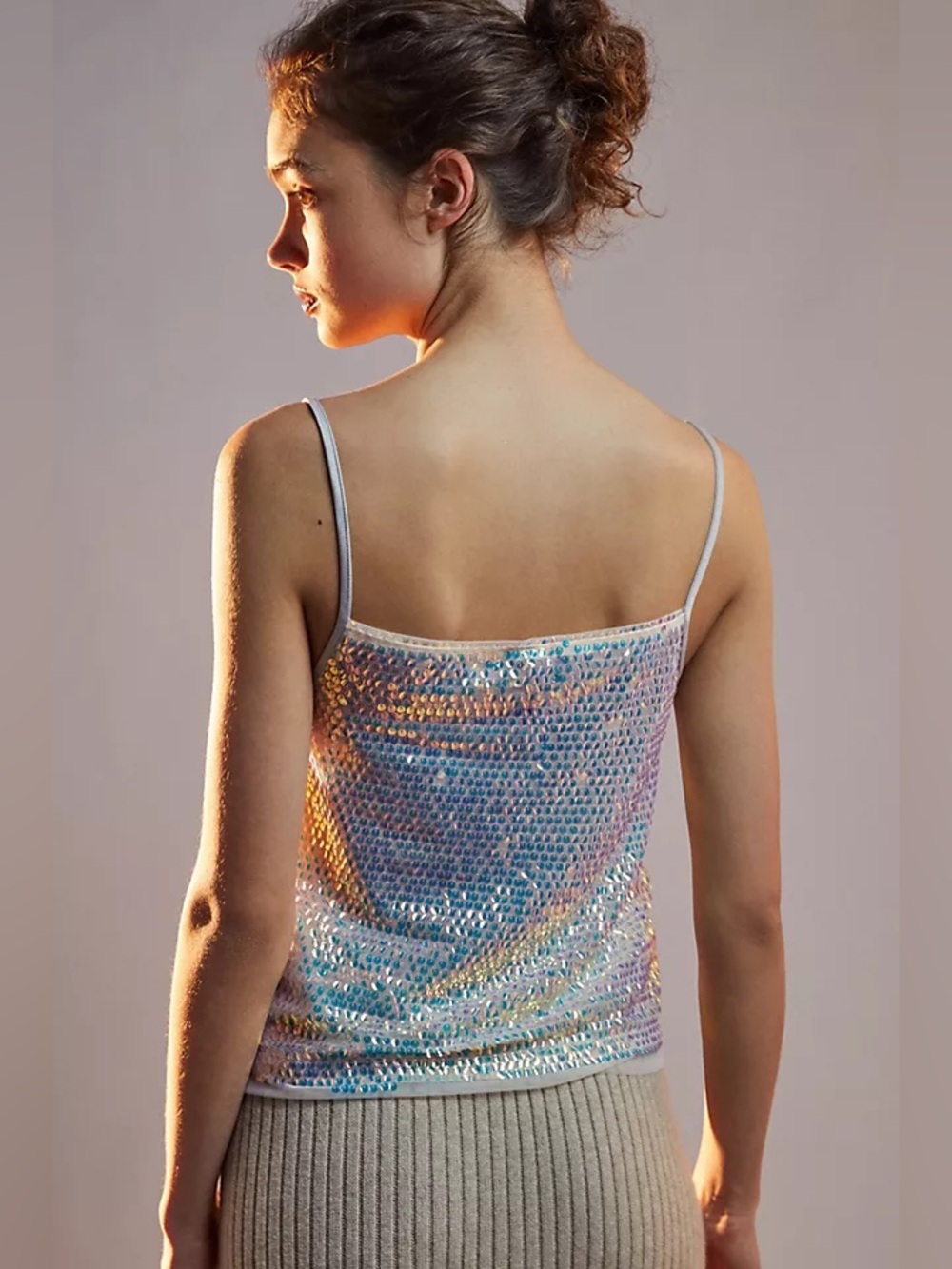 NWT Anthropologie Lani Cropped Sequined Cami - Size L
